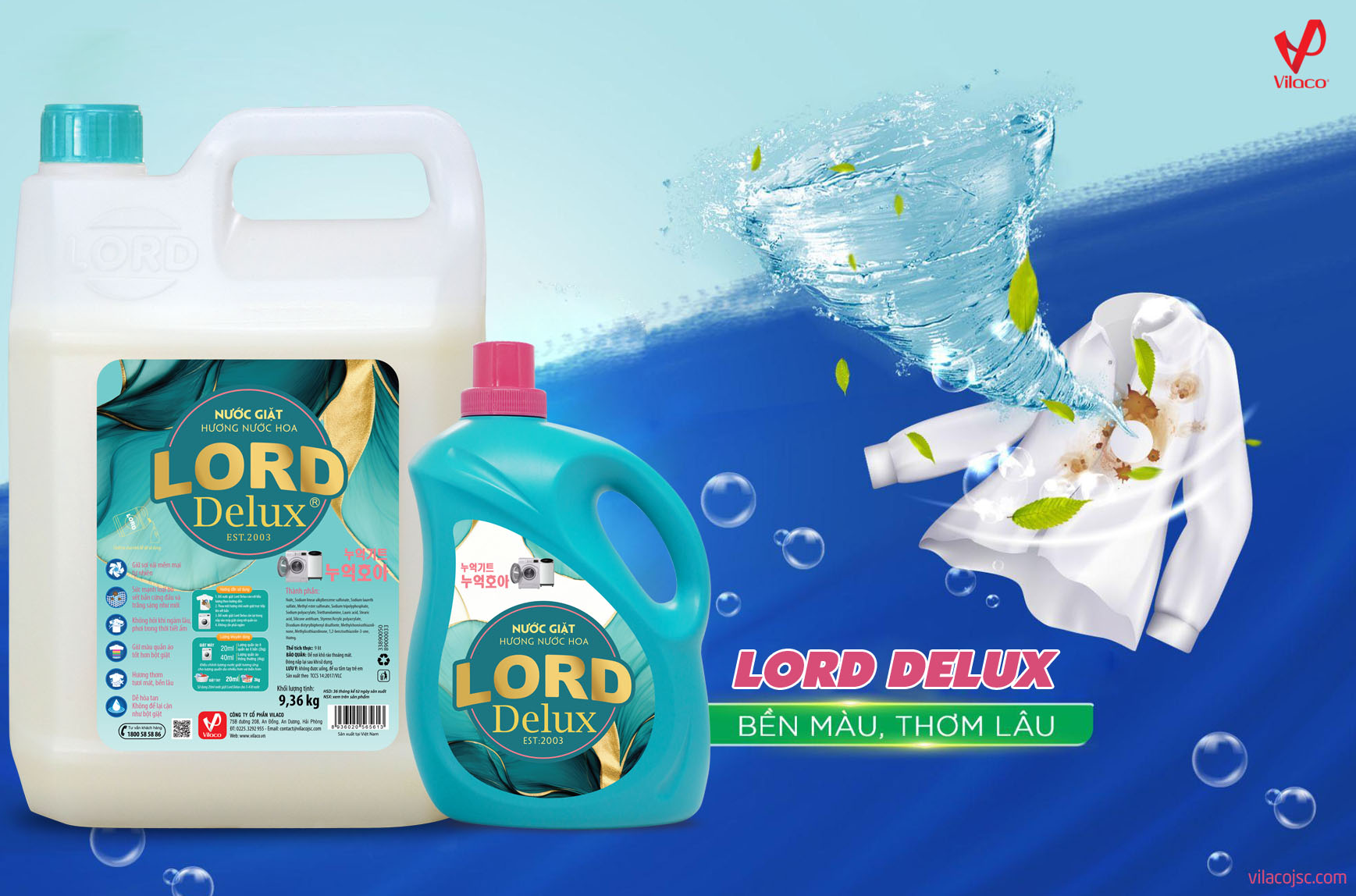 Nước giặt xả Lord Delux - Trắng sạch, bền màu, hương thơm sang trọng