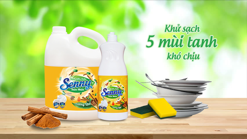 Rửa Chén Senny Hương Quế - Tinh Chất Quế, Sạch Mọi Vết Bẩn