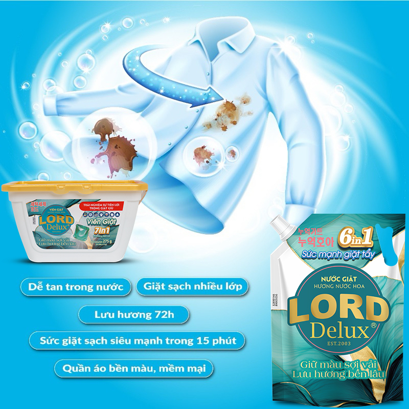 Lord Delux Hương Nước Hoa – Viên Giặt Đẳng Cấp Cho Áo Quần Luôn Thơm Sang