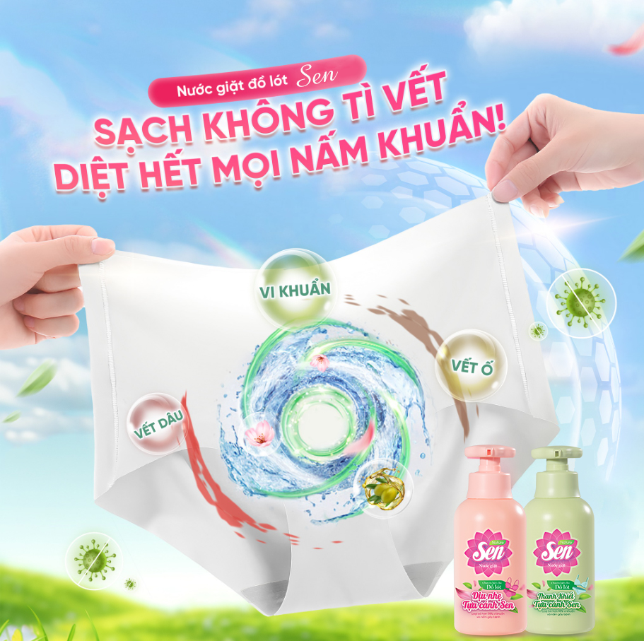 Tự tin sạch thoáng, thể hiện cá tính với nước giặt đồ lót Sen  