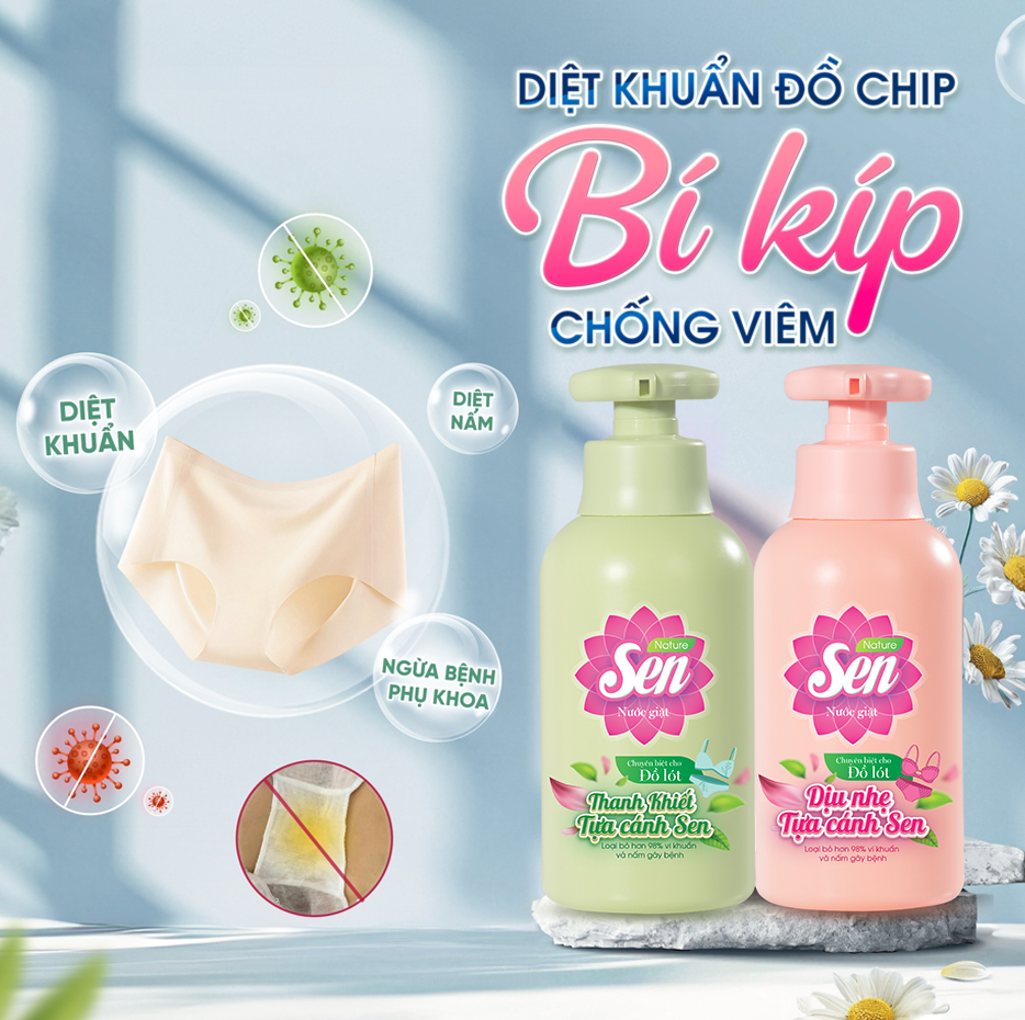 Bí Kíp Diệt Khuẩn Đồ Chip – Ngăn Viêm Nhiễm Hiệu Quả Nhờ Nước Giặt Lót Sen