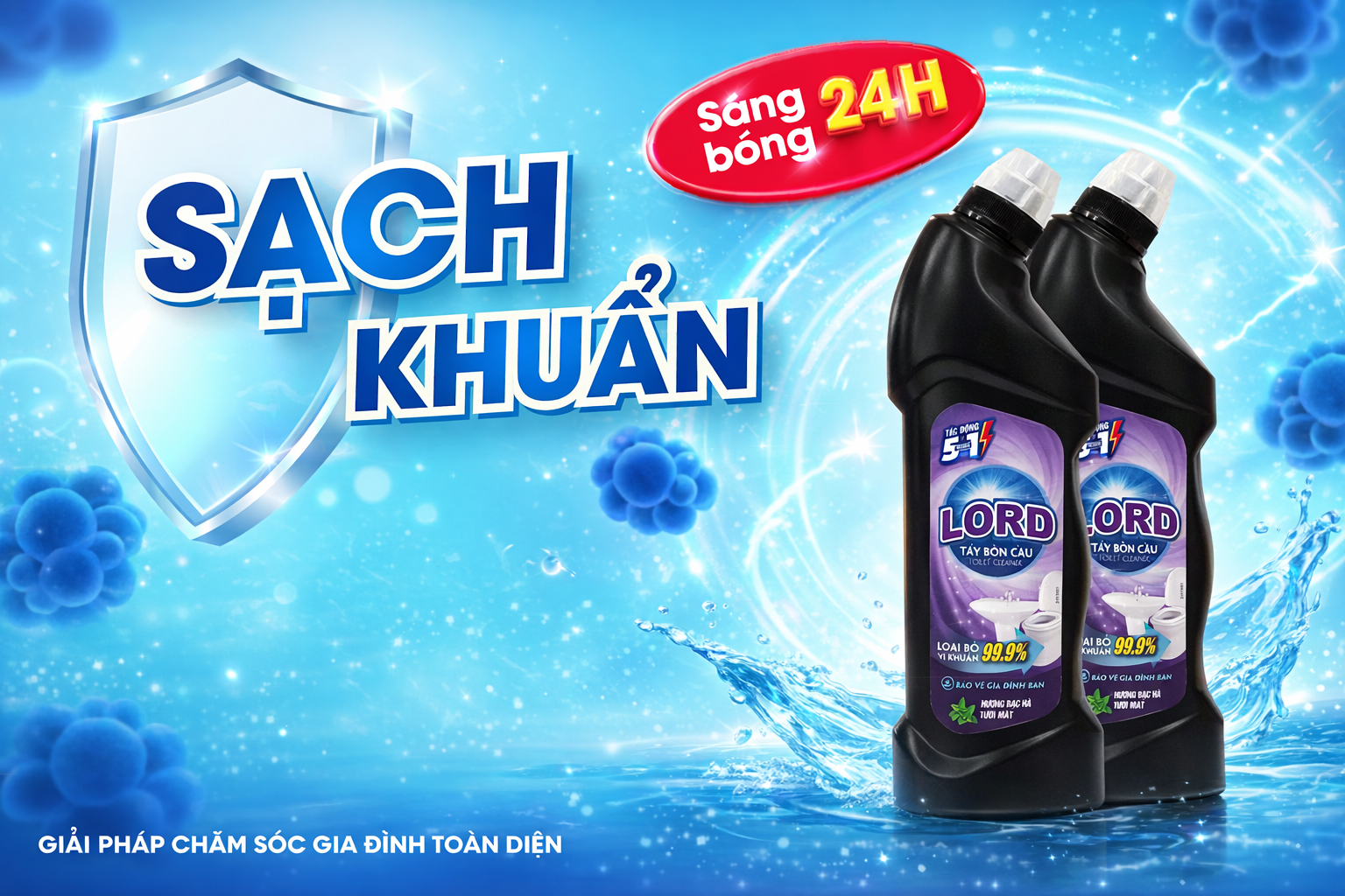 Nước Tẩy Bồn Cầu LORD – Giải Pháp Sạch Khuẩn, Sáng Bóng 24H Cho Mọi Gia Đình