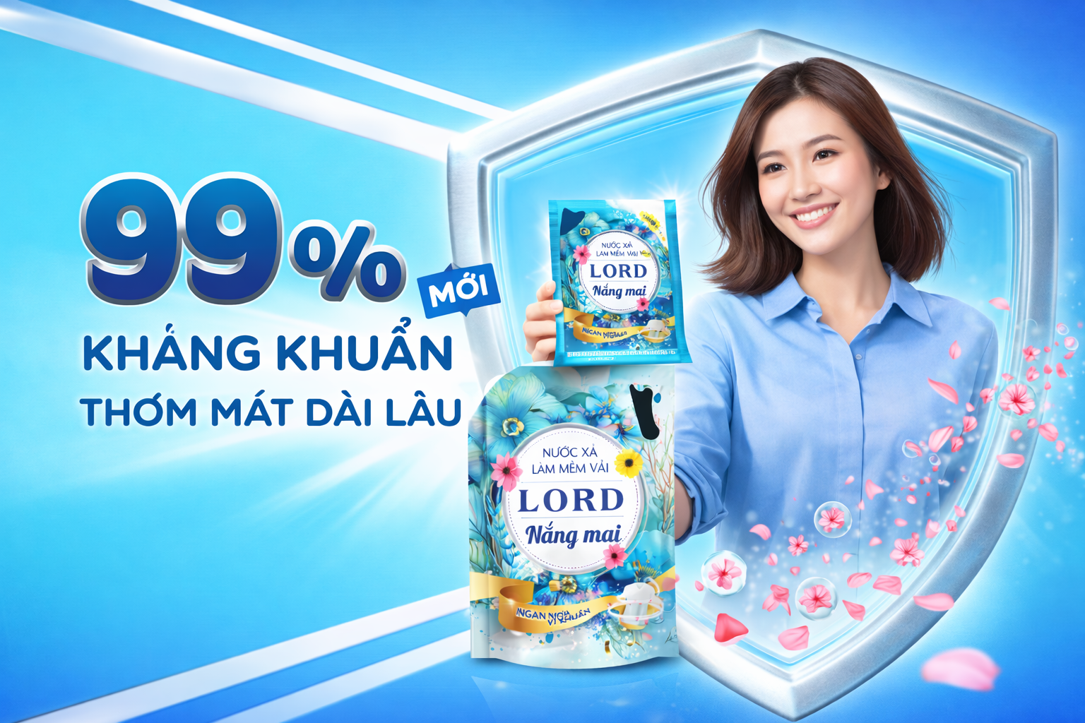 Nước Xả Làm Mềm Vải LORD Nắng Mai – Dịu Êm Sợi Vải, Lưu Hương Dài Lâu