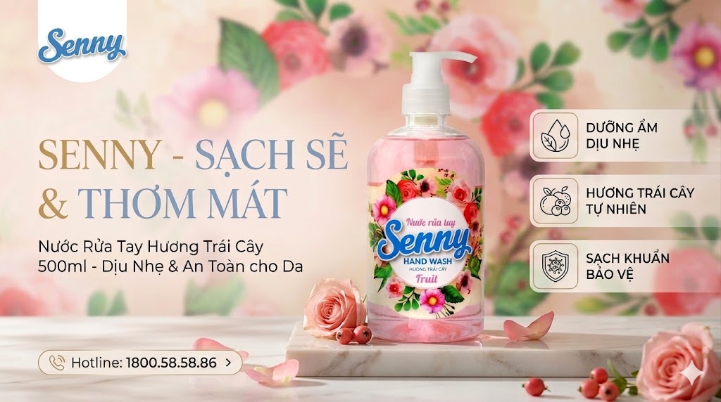 Đôi Tay Sạch Thơm Mỗi Ngày Cùng Nước Rửa Tay Senny Hương Trái Cây