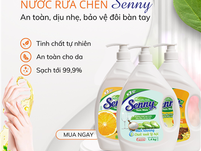 Nước rửa chén Senny thiên nhiên: Chén Đĩa Sáng Mới – Không Lo Hóa Chất